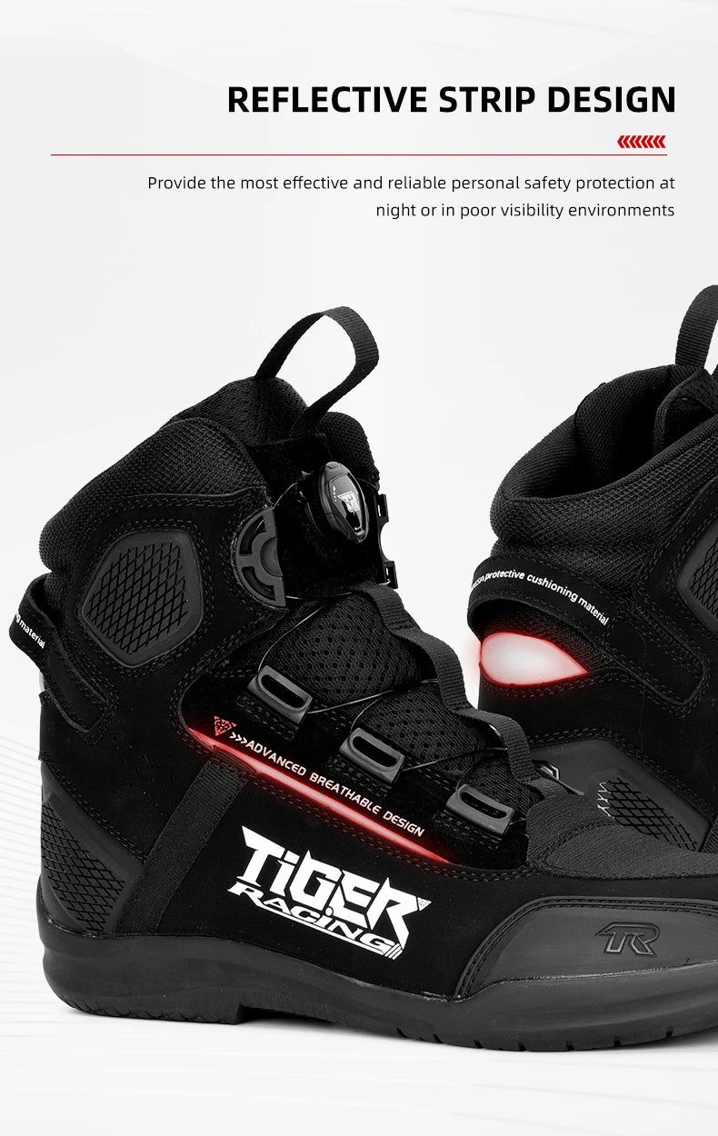 TR Motorcycle Shoes Men Motorcycle Boots Breathable Riding Boots Four Seasons Women Waterproof Moto Racing Shoes Cross-country