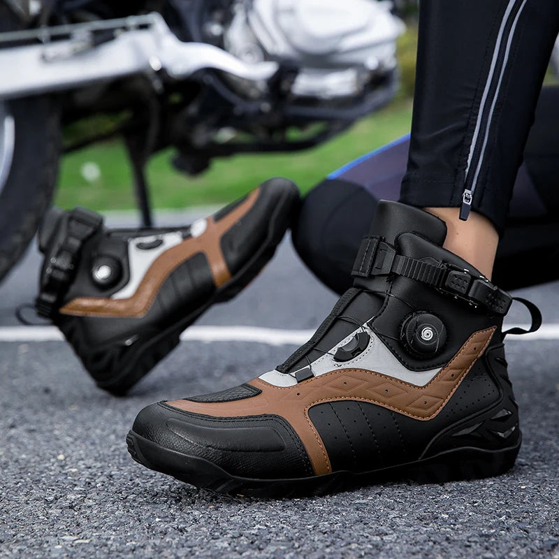 Waterproof Motorcycle Boots Man Wear-Resistant Motocross Boot Breathable Women Motorcycle Anti-Slip Motorcycle Shoes Anti-Fall