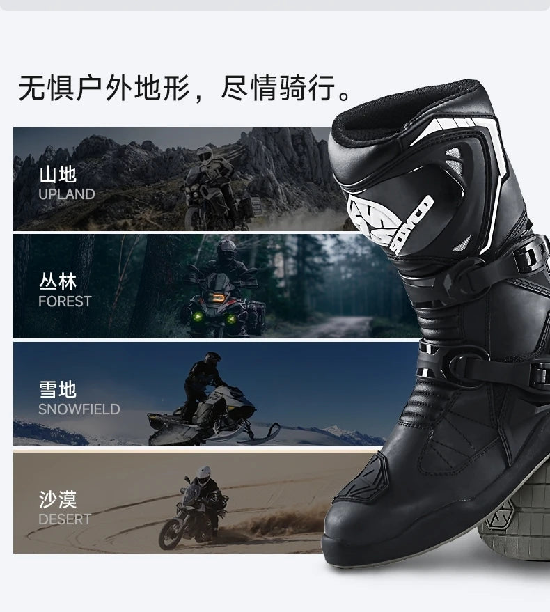 Motorcycle Boots Windproof Waterproof Motocross Boots Anti-Slip Professional Motorbike Shoes For Outdoor Off-Road Rally Riding