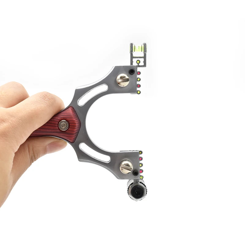 Stainless Steel Wood Patch Metal Slingshot Rapid Shooting Precision Hunting Field Portable Equipment with Lanyard and Laser