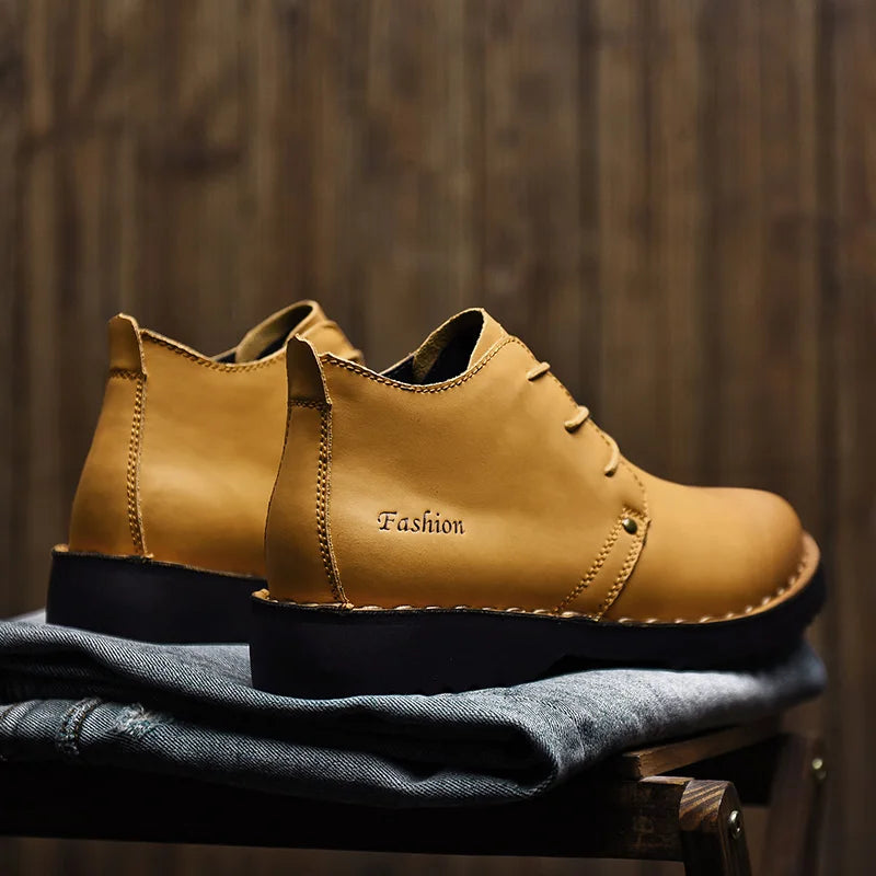 VIPOL Tooling Boots for Men Retro Leather Shoes Comfortable Platform Leisure Flats Classics Outdoor Leisure Men's Boot