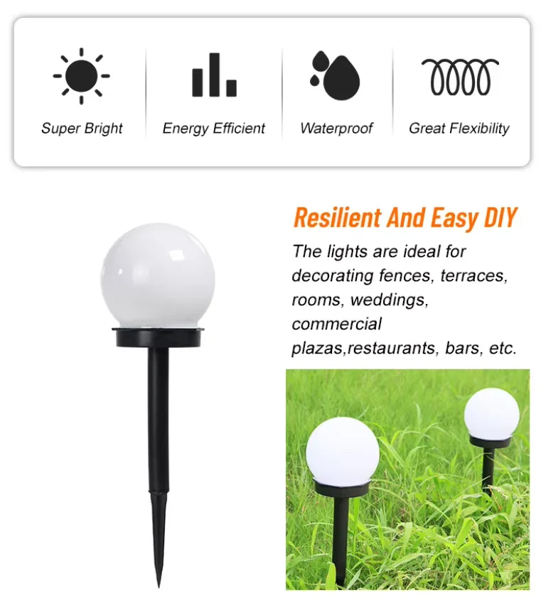 Modern Style Garden Solar Lawn Lights Outdoor Camping Landscape Urban Decorative LED Waterproof Circular Bulb Lamp Energy-saving