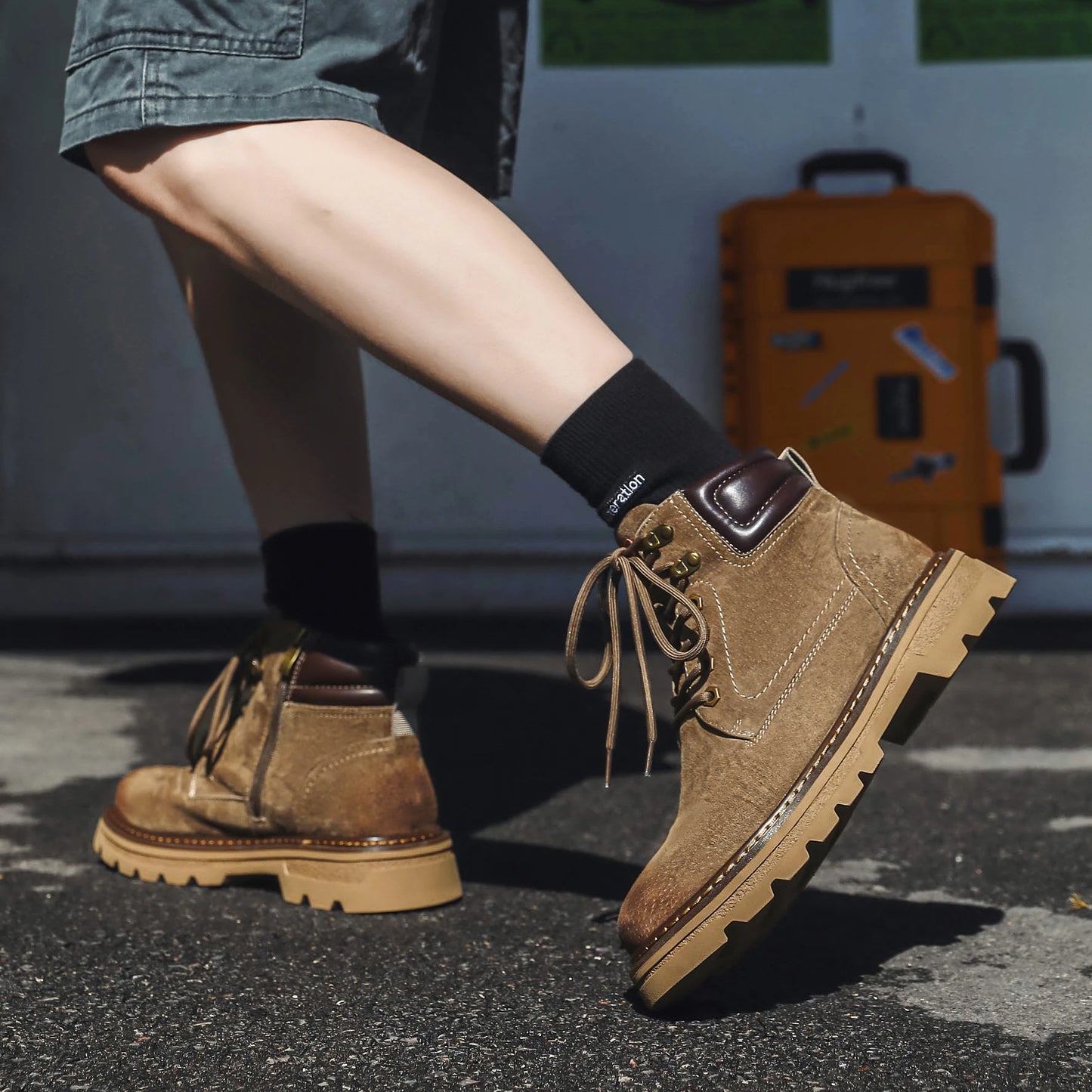 Business Casual British Ankle Boots Male Comfortable Walking Shoes New Leathe Mens Motorcycle Boots Autumn Winter High Top Shoes