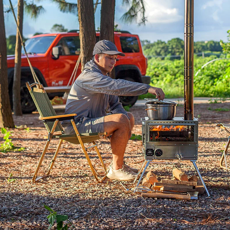 Firewood Stove Tent Heater Wood Furance Pellet Stove Brazier Grill Outdoor Camping Stove Portable Tent Heating Drawer Oven New