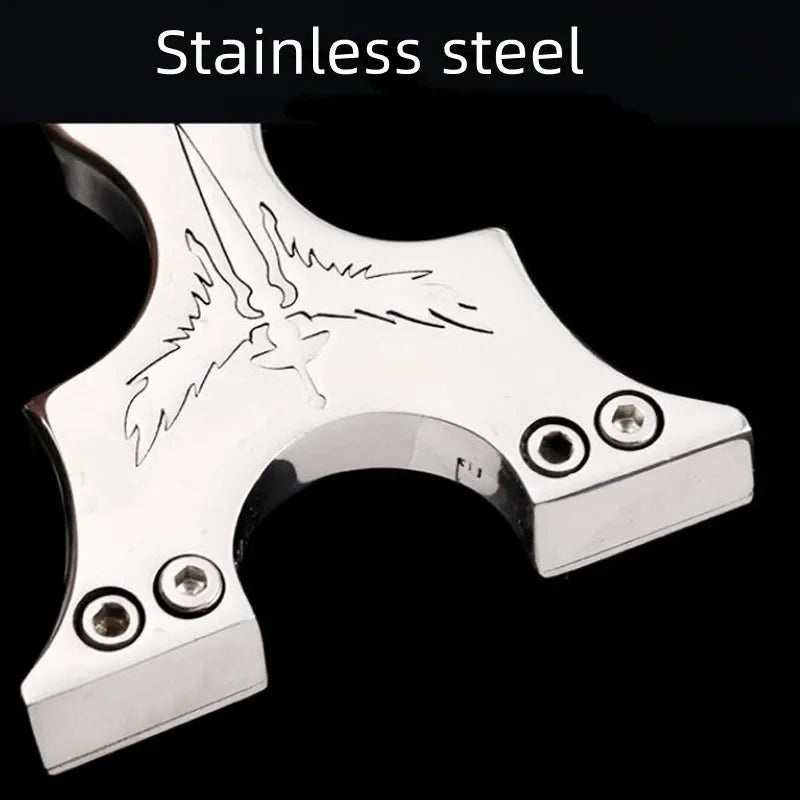 New Stainless Steel CNC Wire-cut Slingshot Exquisitely Carved Patterns High-quality Shooting Catapult Set with Rubber Band
