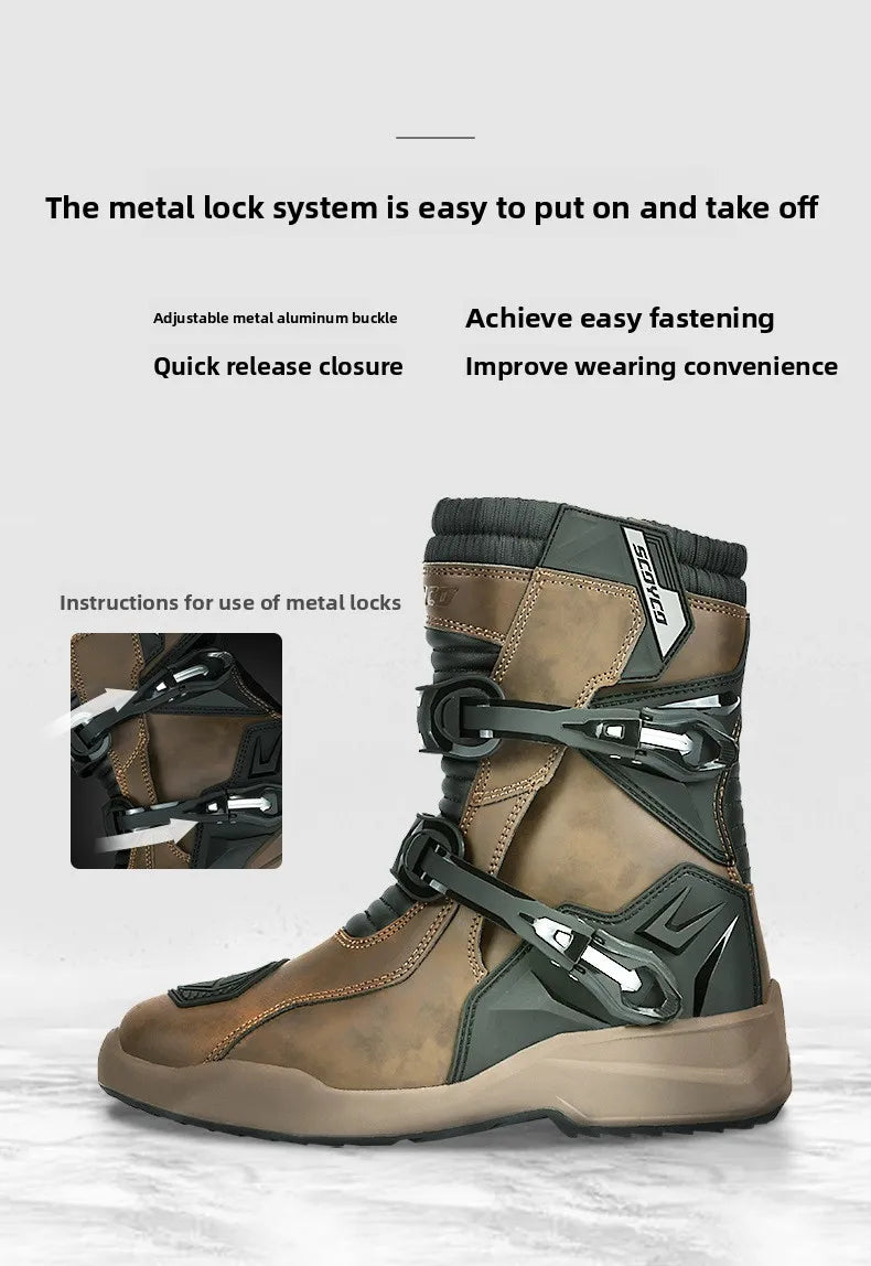 SCOYCO Motorcycle Riding Boots Motorcycle Tour Boots Waterporoof Rally Shoes Four Seasons Men Ankle TPU Protections EU 39-46