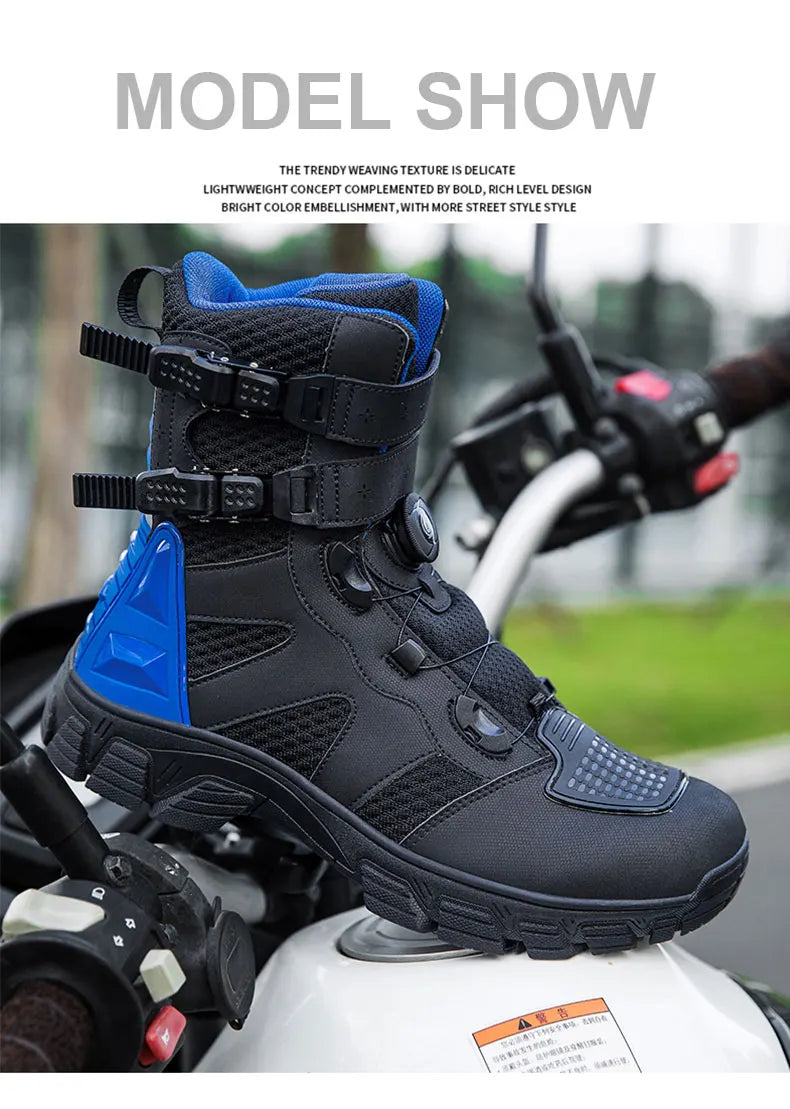 Motorcycle Boots Men's Mid-Calf Motocross Races Protective Boots Outdoor Breathable Non Slip Motos Sports Shoes 1128