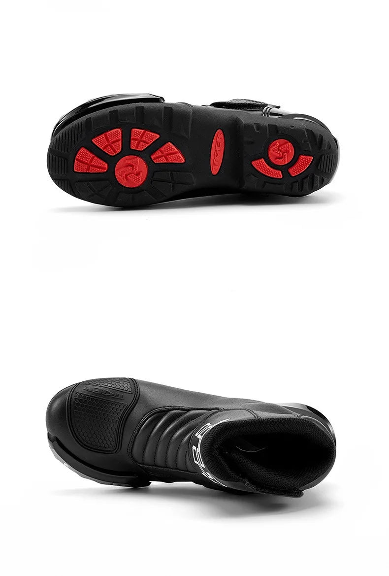 Motorcycle Road Racing Boots Professional Biker Shoes Motorbike Long Riding Protective Gear Shift Microfibe Leather boot