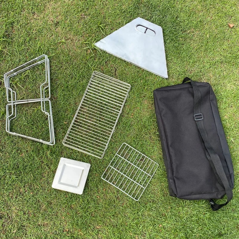 Portable Stainless Steel Folding Charcoal BBQ Grill For 3-4 Person Outdoor Camping Picnic Lightweight Easy Clean Barbecue