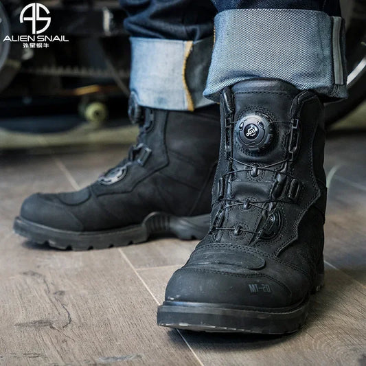 MT-20 Anti-fall Motorcycle Rally Boots MT-10 Leather Waterproof Riding Shoes Knob Design Racing Motorcycle Riding Cowhide Boots