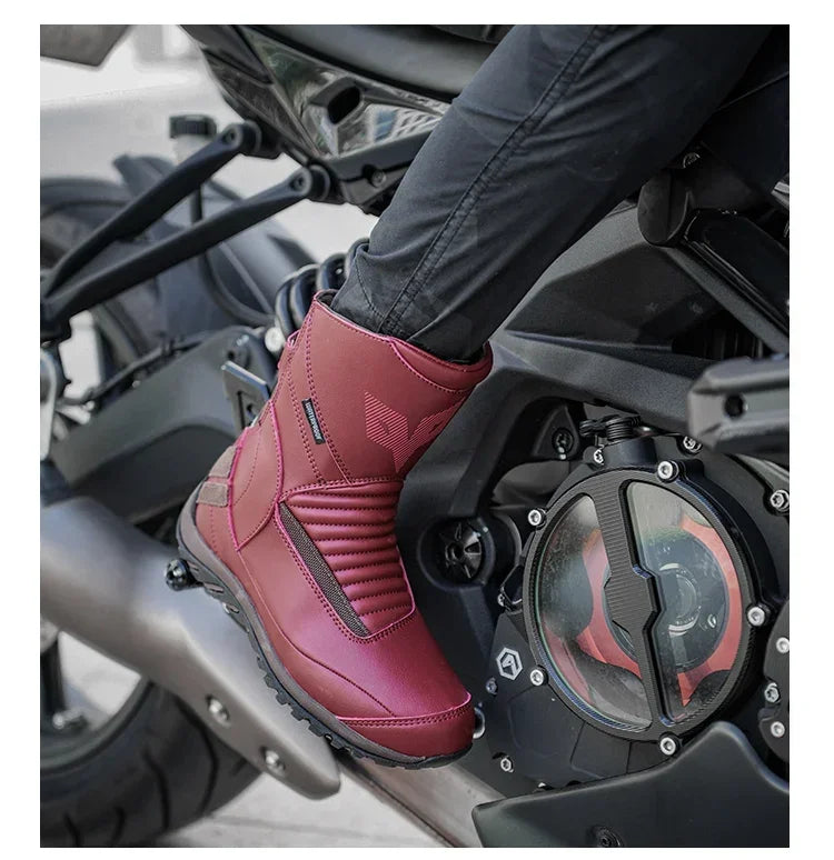 Motorcycle Short Boots Couple Shoes Leather Men Women Riding Racing Protective Breathable Anti-slip Soft Sole Motocross Off-road