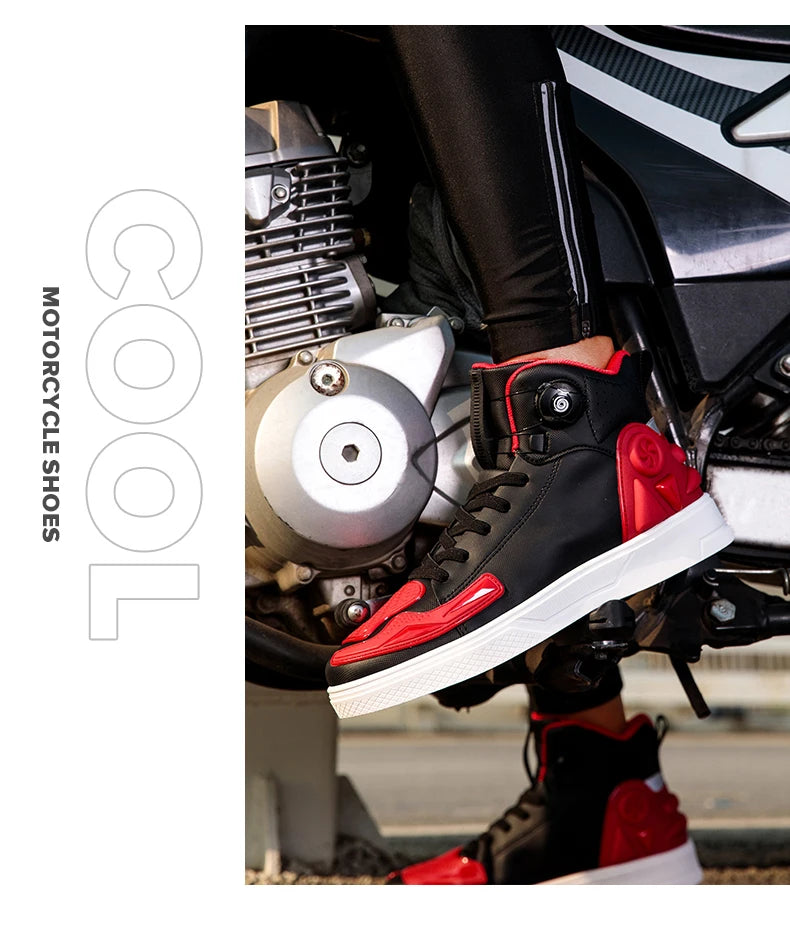 New Men's Motorcycle Shoes Outdoor Breathable Waterproof Men Motorcycle Boots Motos and Bike Riding Ankle Boot Motocross Shoes