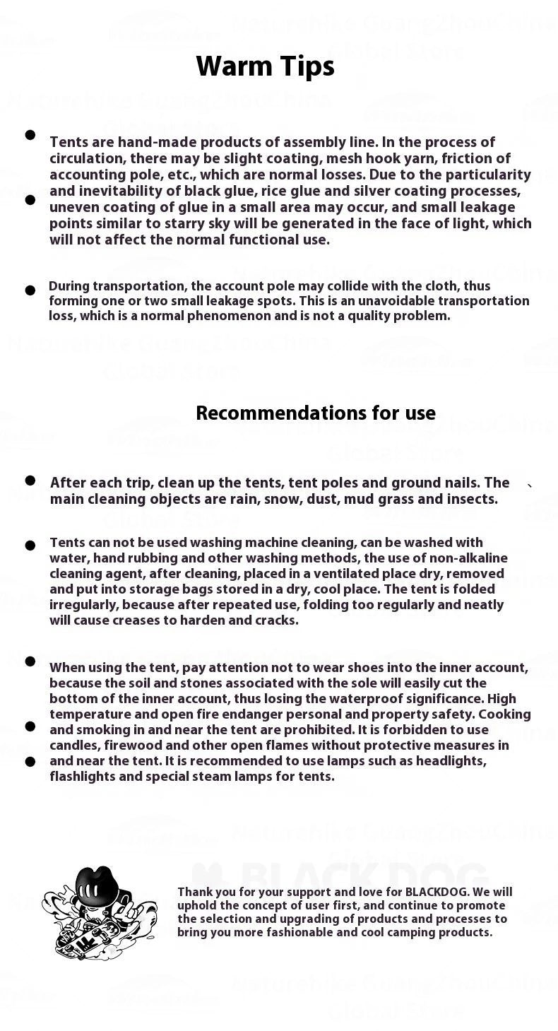 Naturehike BLACKDOG Automatic One-touch Tent Quick Open Two Door Four Window Camping Outdoor Black Coated Waterproof Thickened