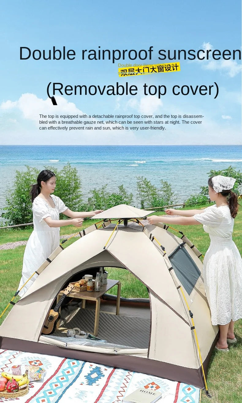 2 3 4 Person Outdoor Camping Family Automatic Waterproof Quick Opening Tent Mosquito Proof Party Portable Beach Hiking Cycling