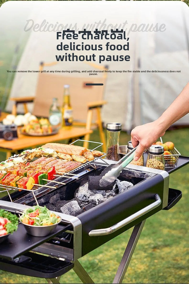 Foldable Charcoal Barbecue Grill Outdoor Portable Large BBQ Stove for Home