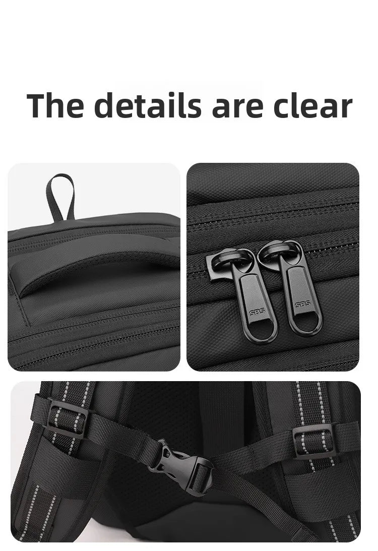 Vacuum Compression Backpack 35L Expandable, Travel Hiking Laptop Bag with Waterproof Cover, Lightweight Daypack for Outdoor