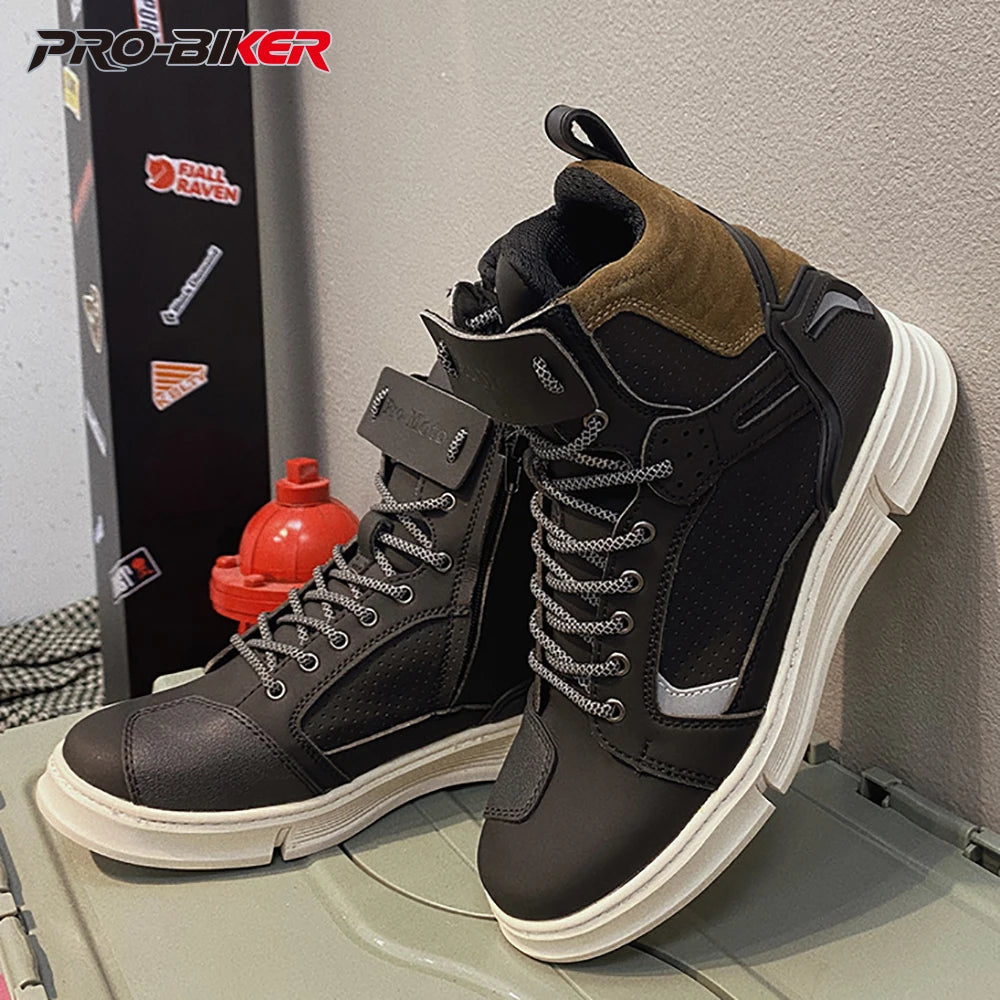 Boots for Motorcyclist Man Wear-Resistant Men and Momen For 4 Season Botas De Moto Motorcycle Shoes Riding boots Breathable