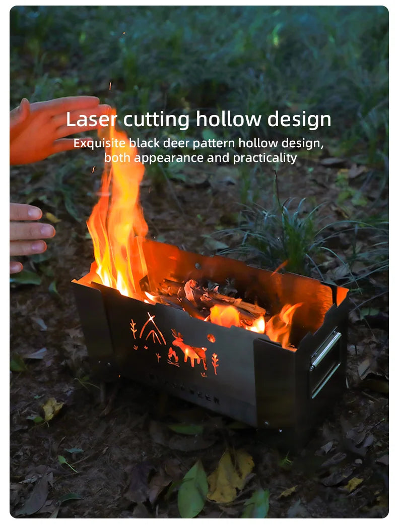 BLACKDEER Outdoor titanium Windproof Wood Stove Furnace Portable Picnic Stove Cooking Camping Burner Barbecue grill BBQ 1kg