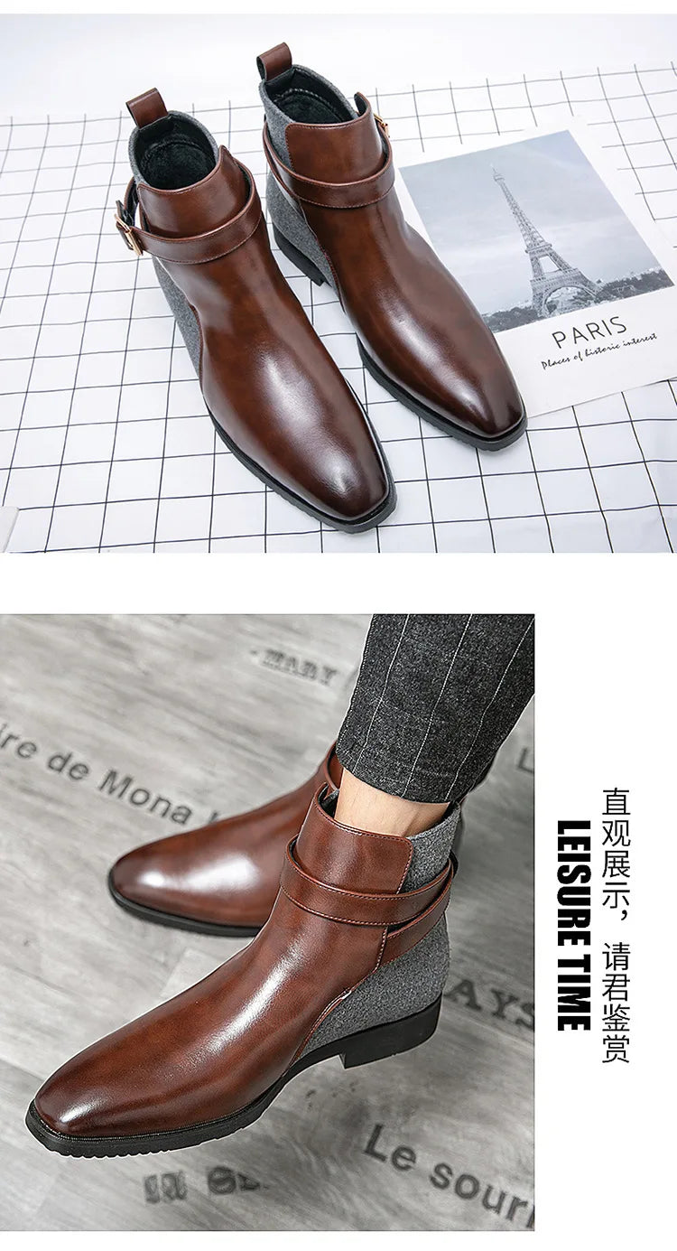 2024 Autumn New Men's Fashion British Style Casual Retro High-top Leather Shoes Men Large Size 39-48