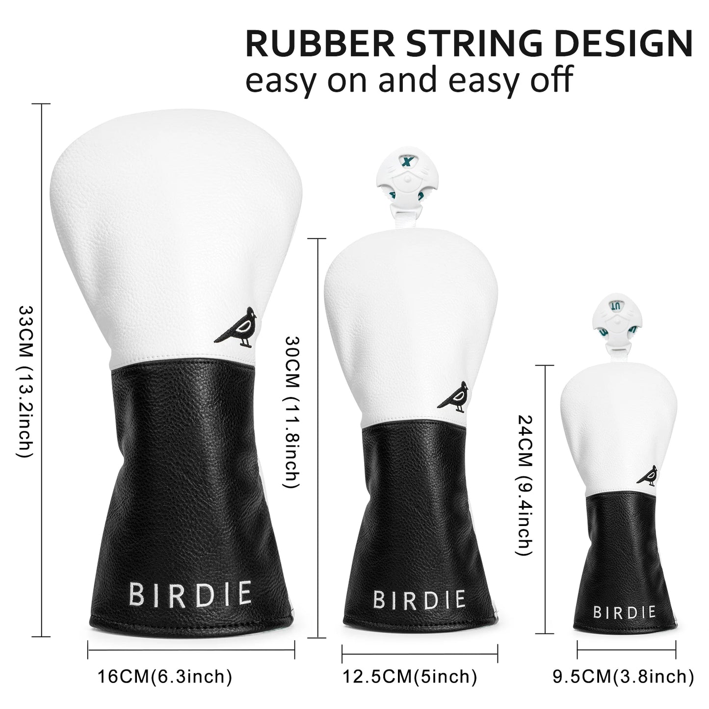 White Premium Leather Birdie Golf Head cover Elegant EmbroideryHigh Quality Golf club Driver Head Covers Fariway Wood CoversHybr