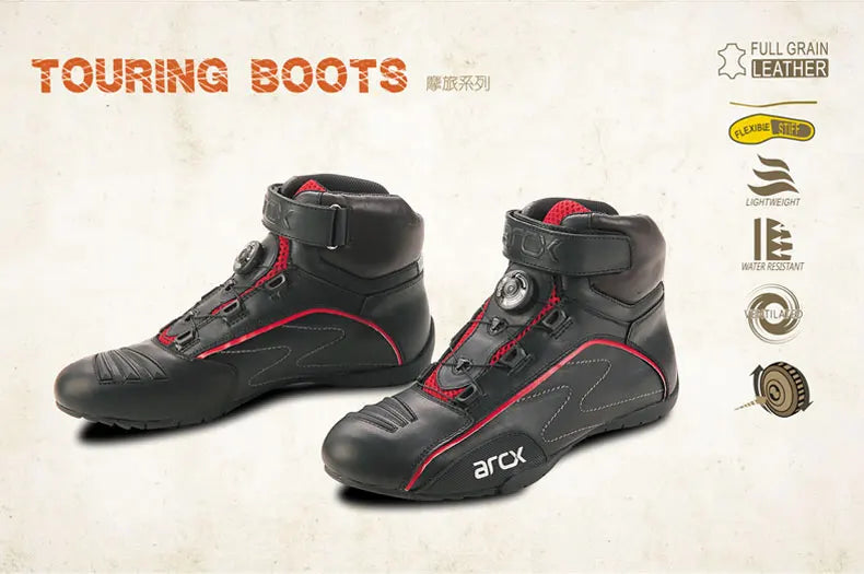 New Arcx Motorcycle Riding Boots Cowhide Casual Motorbike Road Travel Cycling Shoes Men Breathable Botas Four Season For Honda