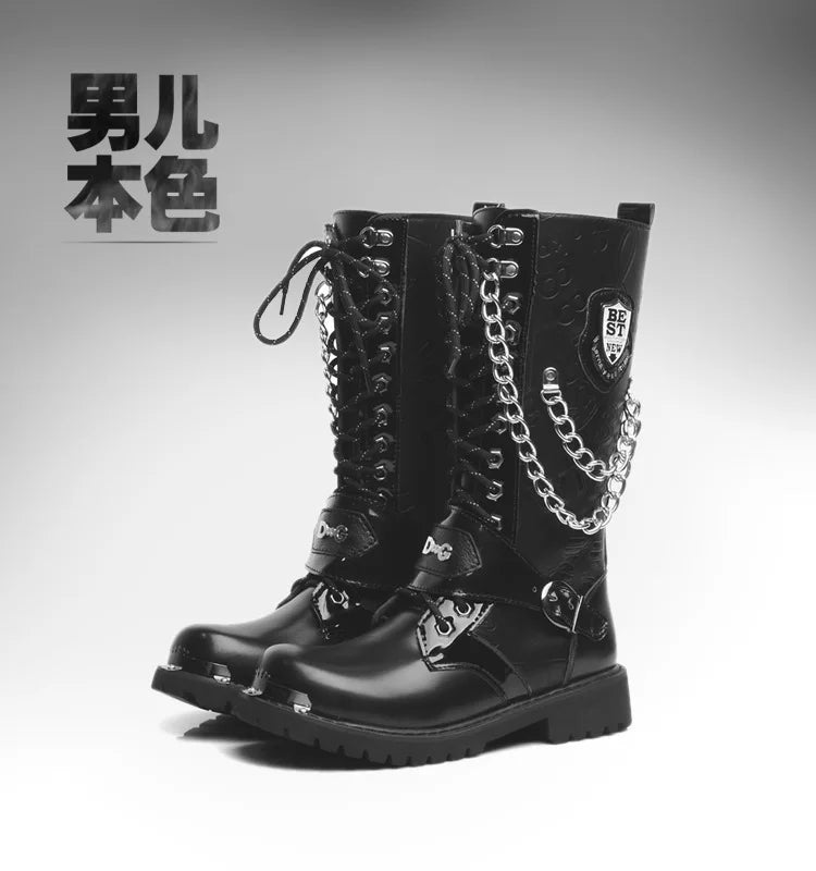 Men Boot Mid Calf Basic Casual Outdoor Military Boots Trendy Big Toe Boots Round Toe Workwear Boots Baita Men's Shoe