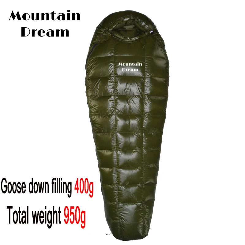 Mummy Checkered Sleeping Bag Very Warm White Goose Down Filling Suitable for Adults Winter Warm Camping Travel Hiking