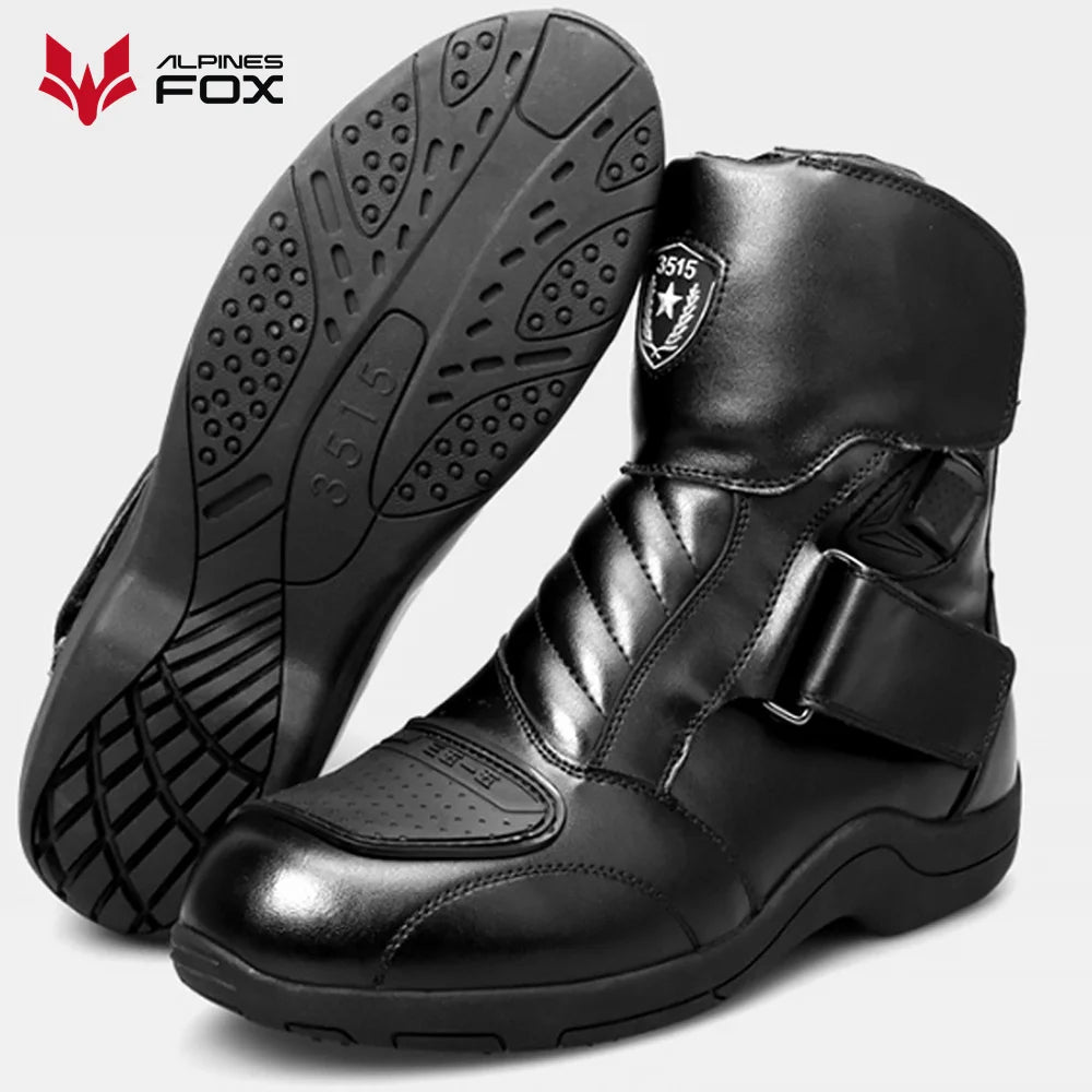 Motorcycle Leather Shoes Moto Boots Racing Bottes Motocross Boots PU Fabric Rubber Sole Wear-resistant Anti-collision Easy Wear