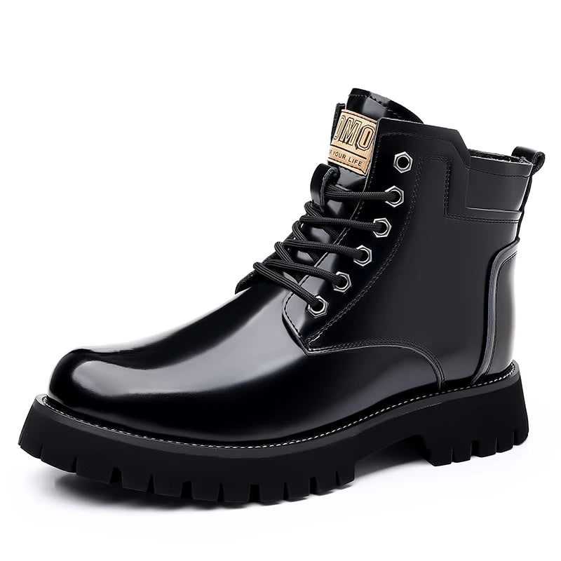 Hot Selling Men's Leather Boots Winter Thick Bottomed Work Boots British Style High Top Shoes Men's Retro Business Boots