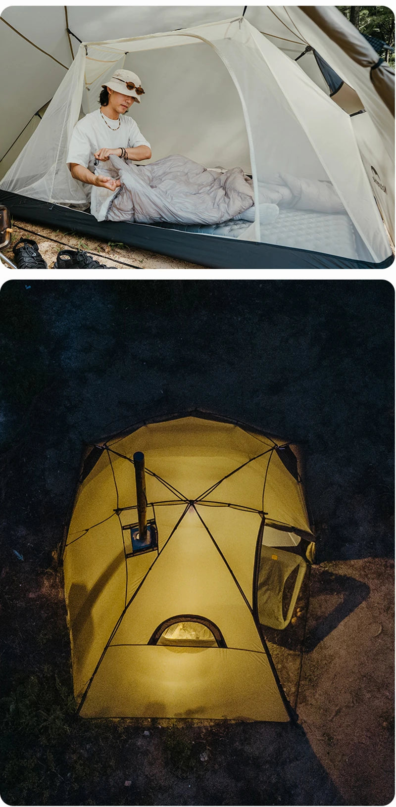 Naturehike Camping Tent Ultralight Silicon Coated Outdoor 4 Season Tents Waterproof 15D Nylon Double Layer 2 Person Hiking Tent