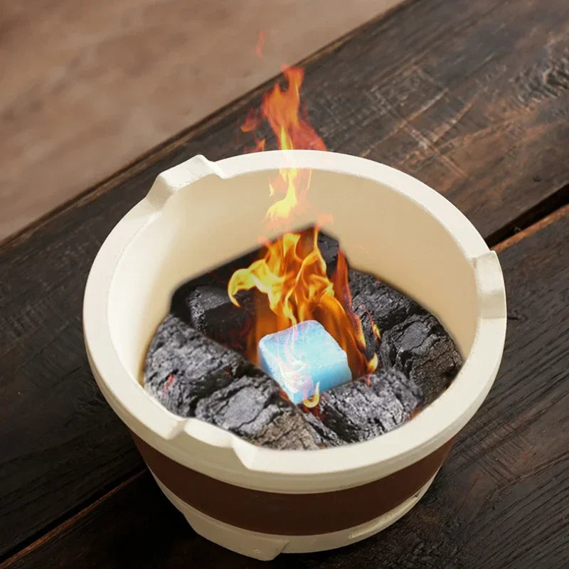 Kaolin-Household Charcoal Stove, Indoor Tea Heater, Outdoor BBQ Stand, Winter Heating Brazier, Household Charcoal Burner,