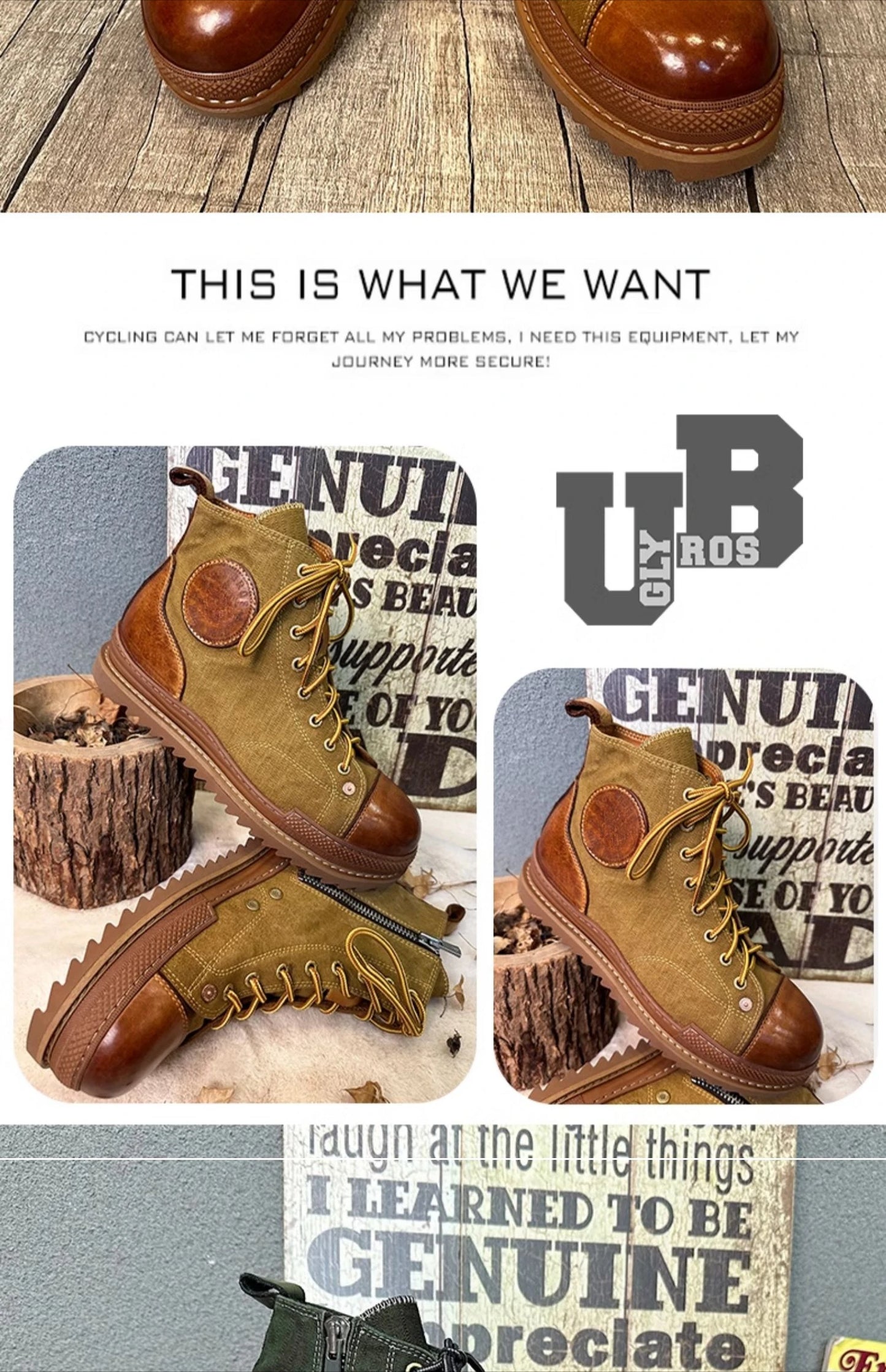 Retro Uglybros Motorcycle Boots Cowhide Canvas Shoes Ankle Protect Motorbike Zapatone British Style Botas For Harley For TRIUMPH