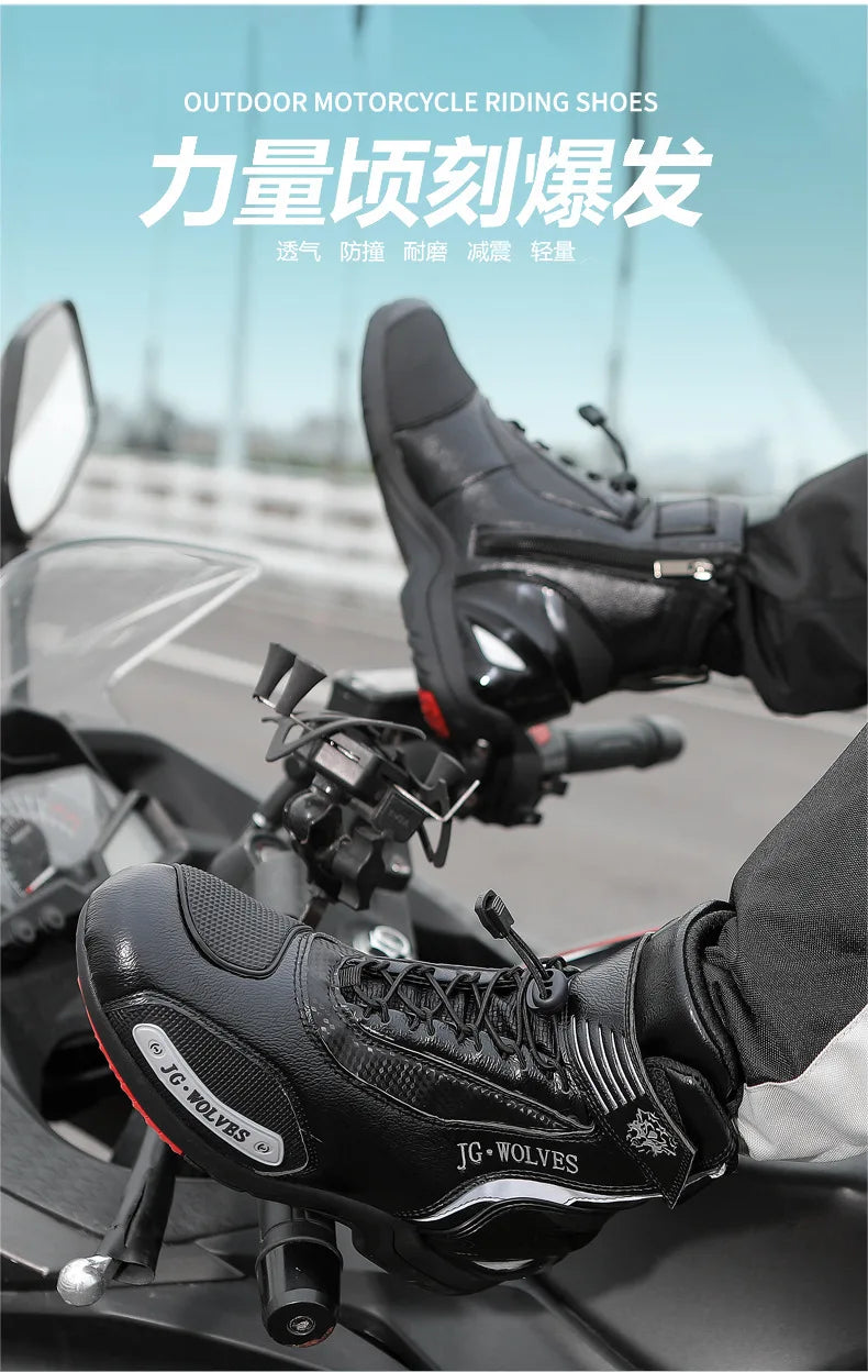 Motorcycle Shoes Men Off-road Adventure Motocross Low Boots  Retro Black Riding Shoes Rubber Sole Waterproof Motorcyclist Shoes