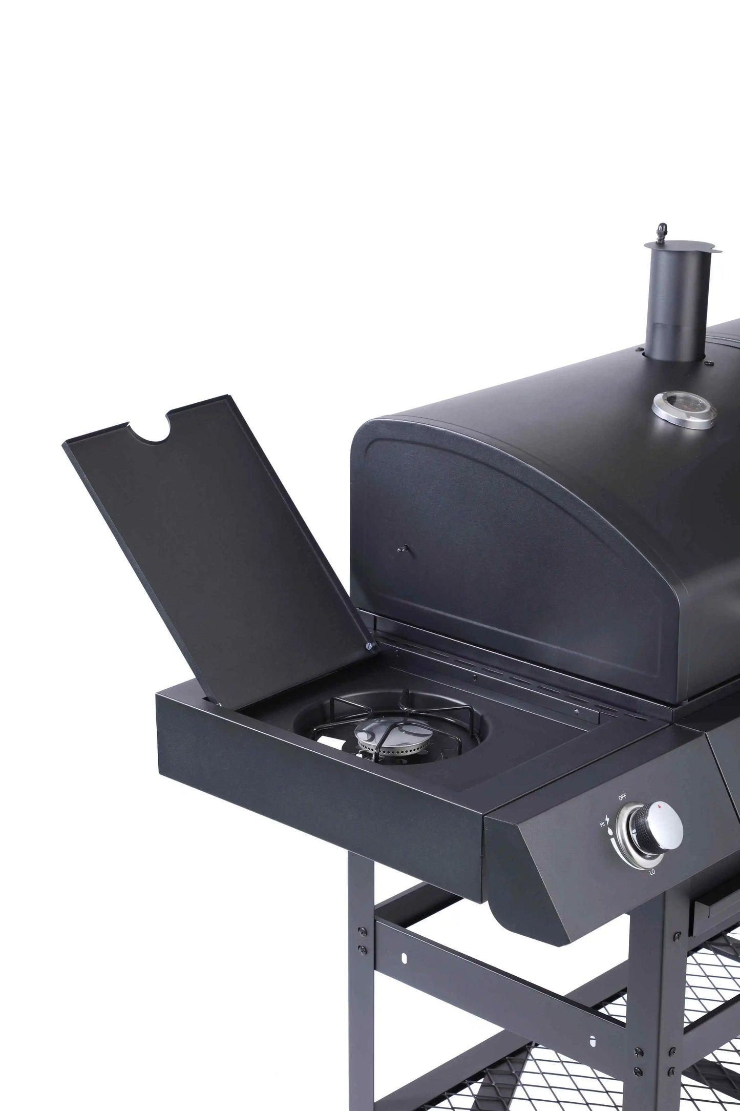 Grill Burner Gas & Charcoal Outdoor with Side Smoker Coated Finish for Family Gatherings