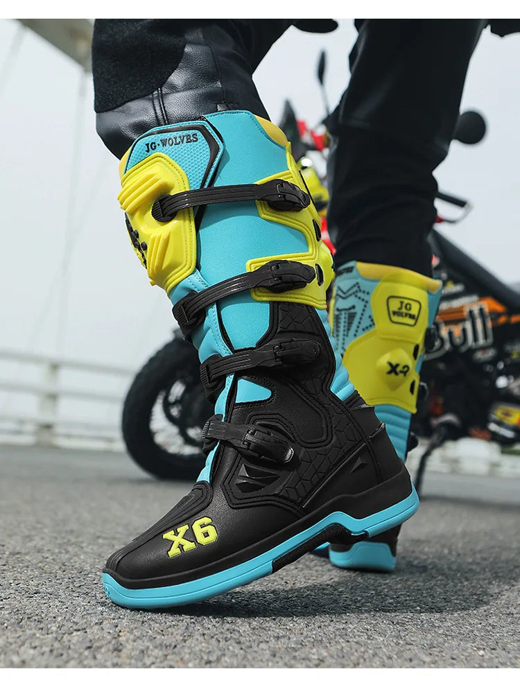 Motorcycle Boot Men Women Riding Mid-Calf Ankle Protective Shoes Moto Motorbike Equipment Racing Long Motorcycle Boots Men