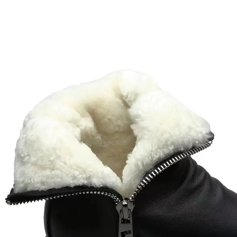 British style mens fashion autumn winter boots black stylish warm wool shoes cowboy genuine leather shoes high motorcycle botas