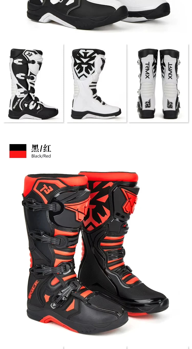 Men's Motorcycle Boots Waterproof Racing Boots Anti Fall Women Motocross Equipment Wear-resistant Rally Shoes Safety Riding