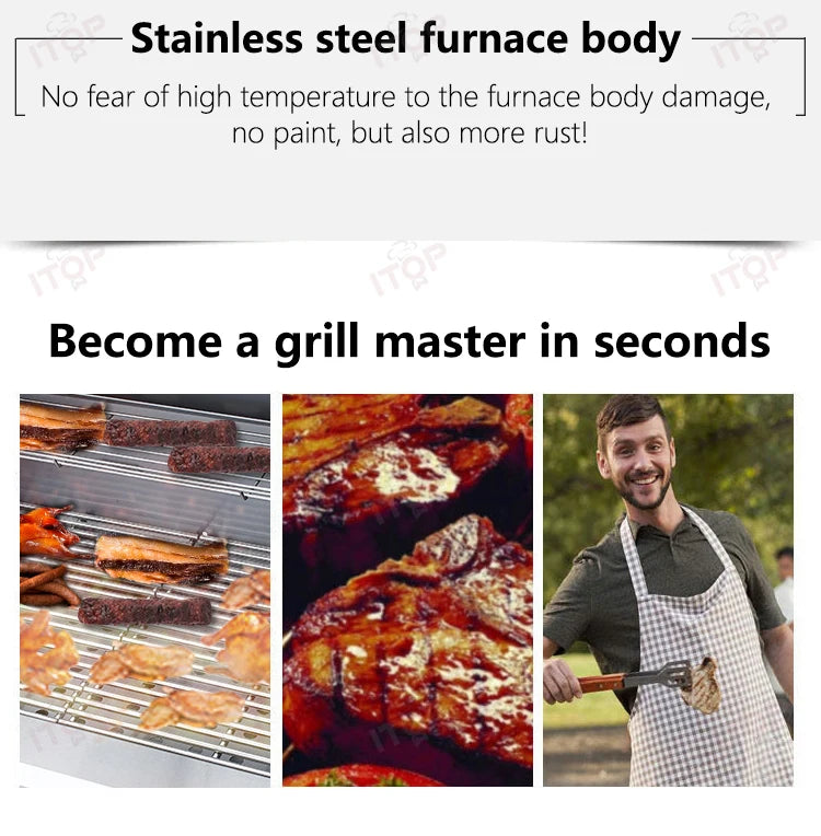 Outdoor Charcoal Bbq Grill With Chiller and Sink Stainless Steel 304 Barbecue Grill Bbq Stove Outdoor Stainless Steel Bbq Grill