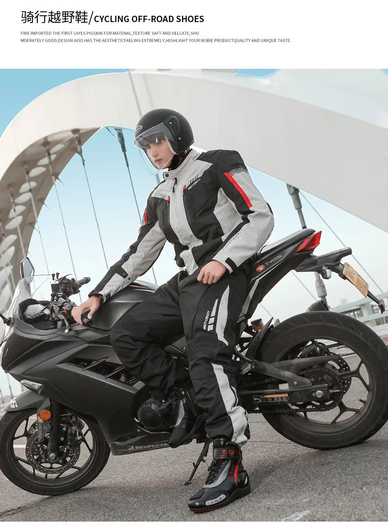 Motorcycle Shoes Men Off-road Adventure Motocross Low Boots  Retro Black Riding Shoes Rubber Sole Waterproof Motorcyclist Shoes