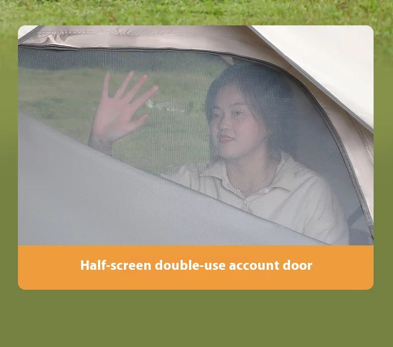 HeWolf Outdoor Double-layer Silver-coated Picnic Tent Automatic Folding Portable Waterproof Sunscreen Quick-Open Camping Tent