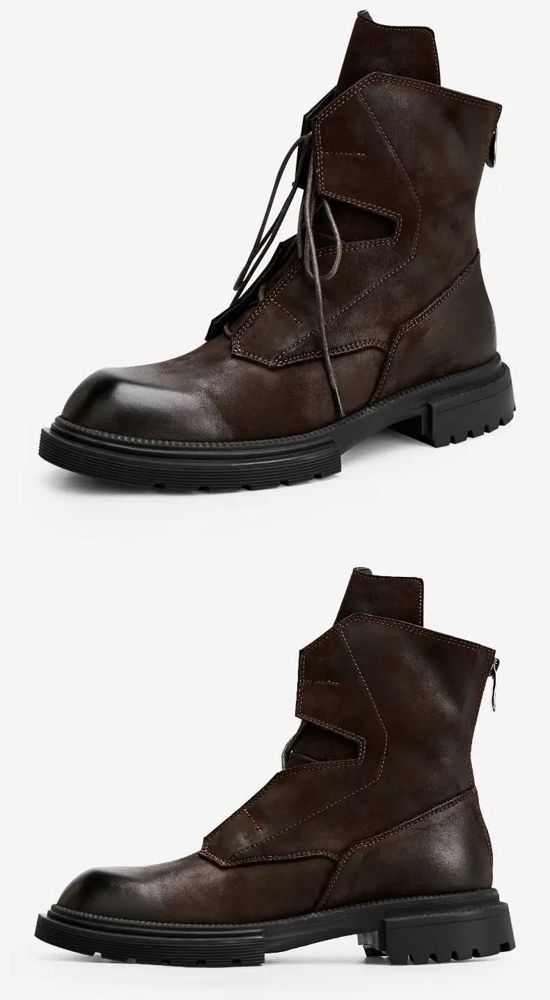 Motorcycle Riding Boots Genuine Leather British Leather Boots High Top Shoes Handmade Retro Men Leather Work Boot