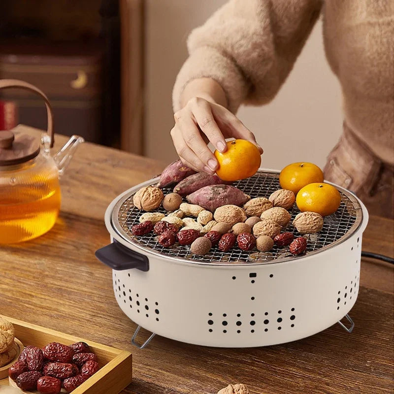 New Outdoor Smokeless Round Grill Small Stove Charcoal Grill Portable Korean Style Camping Barbecue Tabletop Stove