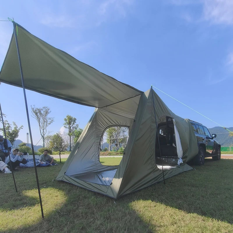 SUV Car Tent with Big Awning, Rear Tent, Camping, Multi-Use Tarp, Roomy Family Camping Tent with Floor, Car Side Tent
