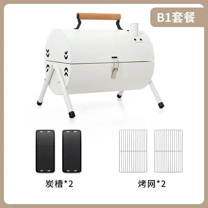 Multifunction  Portable Dual Purpose BBQ Grill Heating Stoves Camping Barbecue Grill Rack Net Firewood Stove Ironwork BBQ Grill