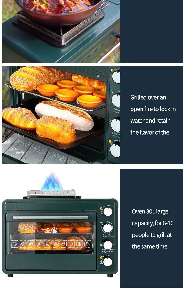 Household Multifunctional Outdoor Gas Pizza Oven Camping Gas Stove 2-in-1 Box Oven Portable Small Baking Oven