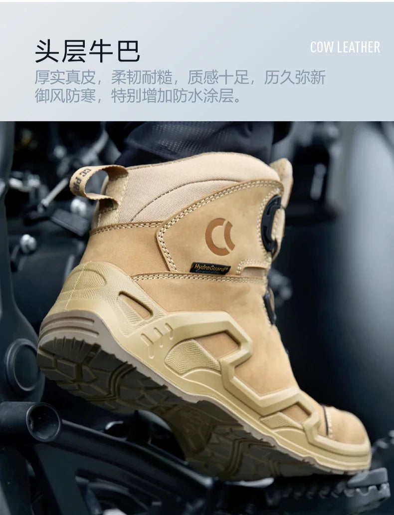 Retro Motorcycle Boots for Men – Waterproof Anti-Slip Riding Shoes for Four Seasons, Universal Fit Off-Road Motobike Sneakers