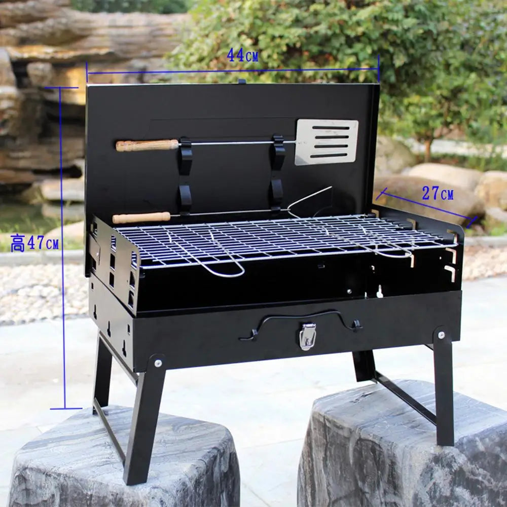 Folding Grill Fire Pit Stainless Steel Charcoal Grill Barbecue Tool Portable Deck Smoker For Park Picnic Cooking Camping Stove