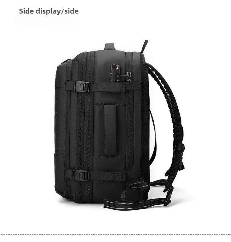 Vacuum Compression Backpack 35L Expandable, Travel Hiking Laptop Bag with Waterproof Cover, Lightweight Daypack for Outdoor