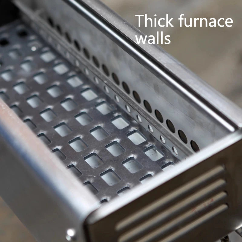 Outdoor Folding Camping Furnace Portable Stainless Steel Household Barbecue Stove Stable Thickened Charcoal Rack Outdoor Stoves