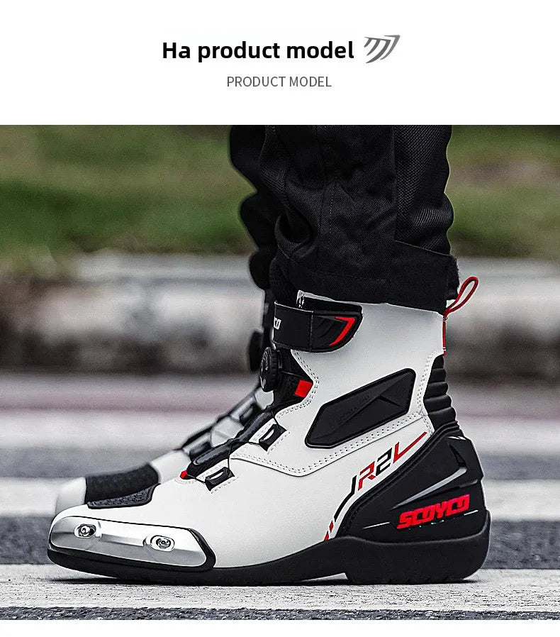 Scoyco R2 Motorcycle Riding Boots Locomotive Anti-drop Shoes Knight Competition Road Racing Shoes Men's Four-season New Products